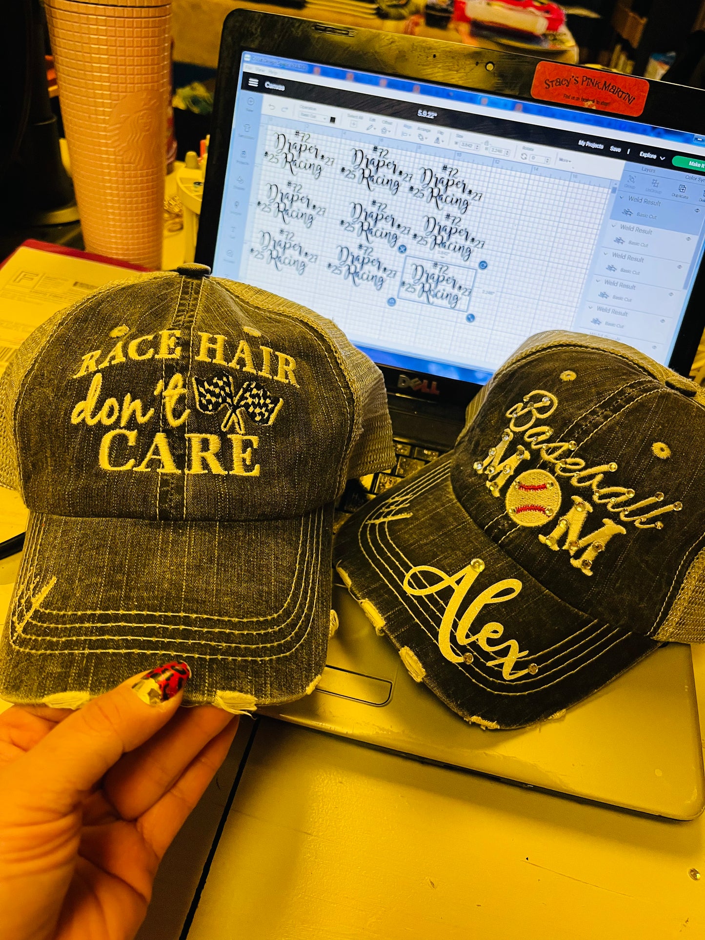 Personalized Racing hats Weekends are for racing Race hair dont care Raceday is the best day - Stacy's Pink Martini Boutique