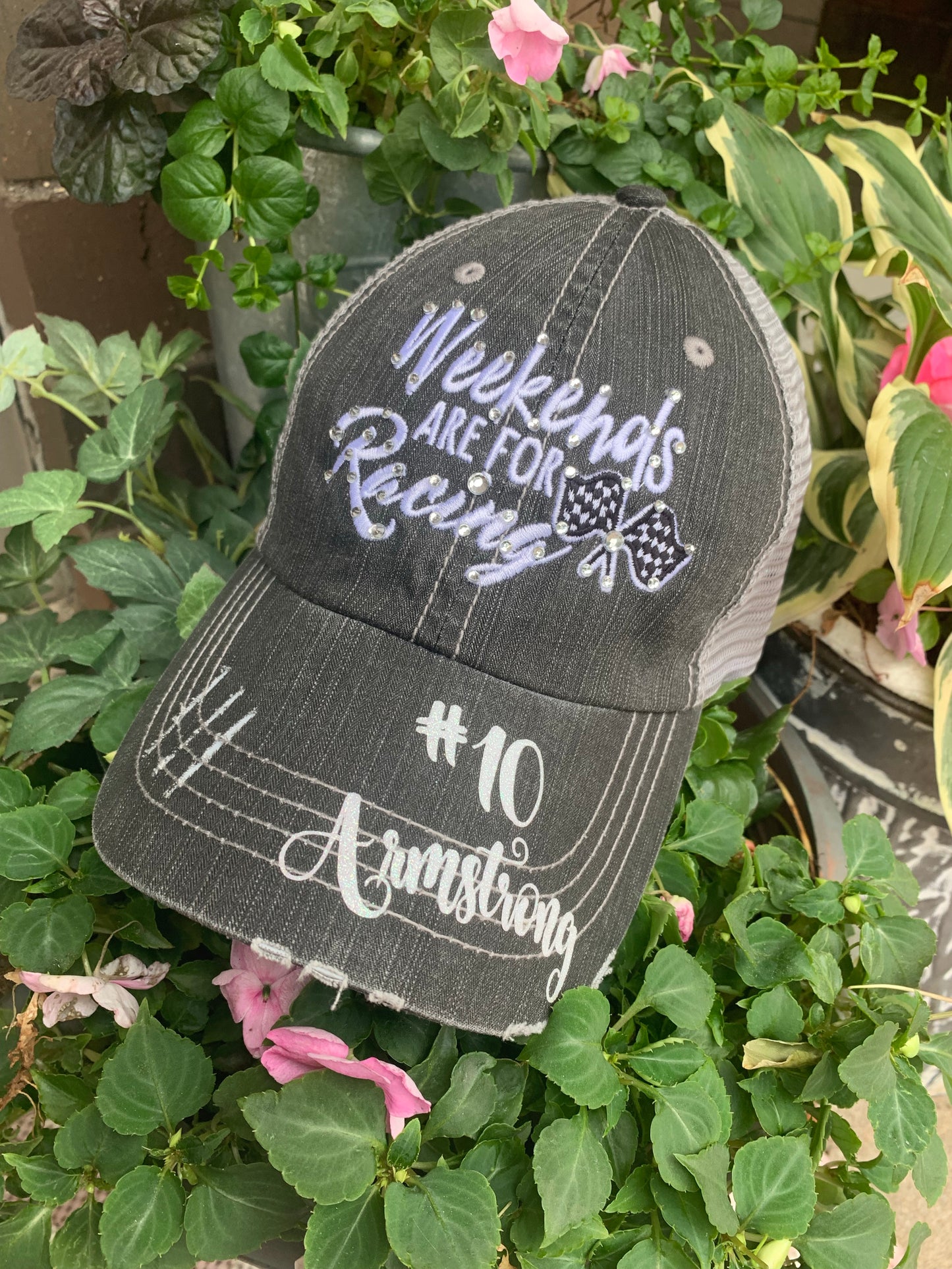 Personalized Racing hats Weekends are for racing Race hair dont care Raceday is the best day - Stacy's Pink Martini Boutique