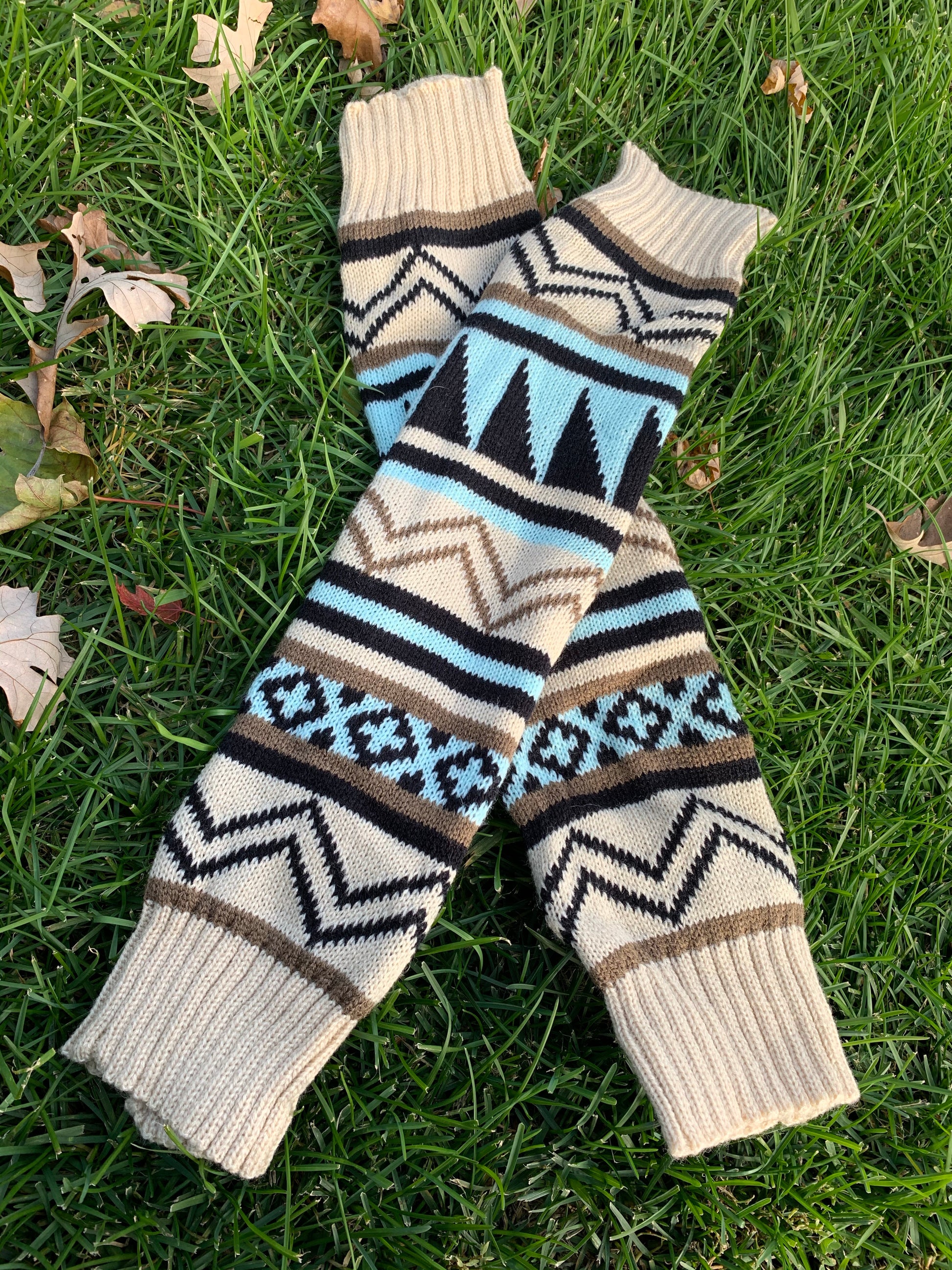 Leg Warmers. Brown, blue, black. My most loved leg warmers! 21 inches. - Stacy's Pink Martini Boutique