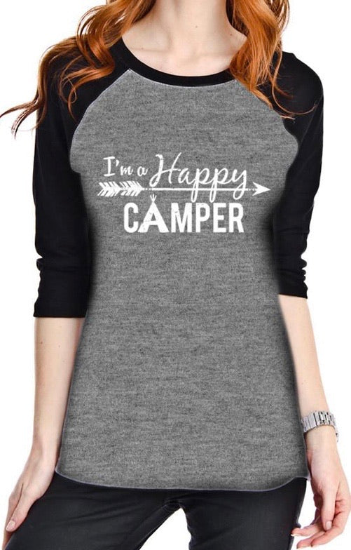 Hats or tanks { I'M A HAPPY CAMPER } { Camping hair don’t care } { Camping life } { Glamping hair don’t care } Embroidered distressed gray unisex trucker caps. Adjustable Velcro and hole for pony. RV there yet? - Stacy's Pink Martini Boutique