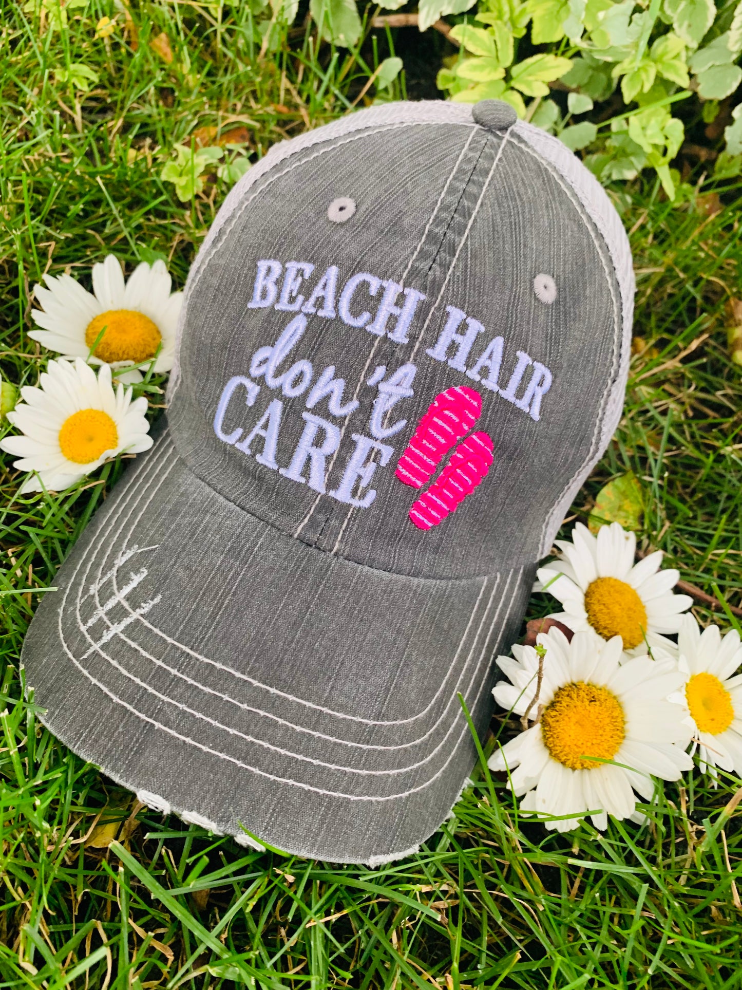 Hats and tanks BEACH Beach hair dont care Feelin beachy Beach please Hola beaches Beach bum Embroidered trucker caps - Stacy's Pink Martini Boutique