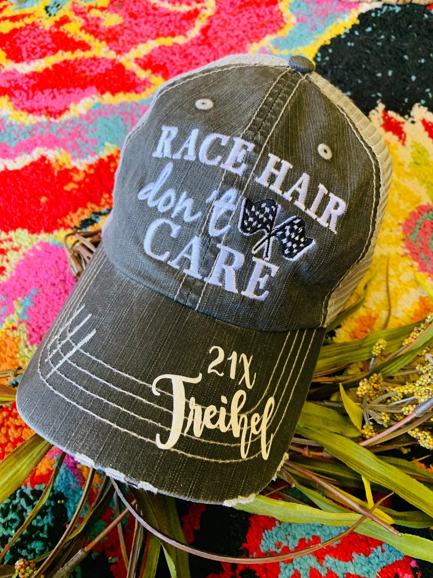 Personalized Racing hats Weekends are for racing Race hair dont care Raceday is the best day - Stacy's Pink Martini Boutique