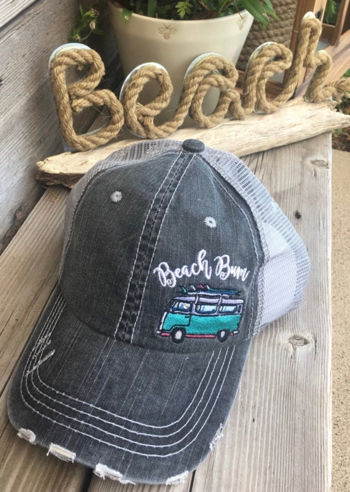Hats and tanks { BEACH } Beach hair dont care, feelin beachy, beach please, hola beaches, beach bum, beachaholic. Embroidered trucker caps. - Stacy's Pink Martini Boutique