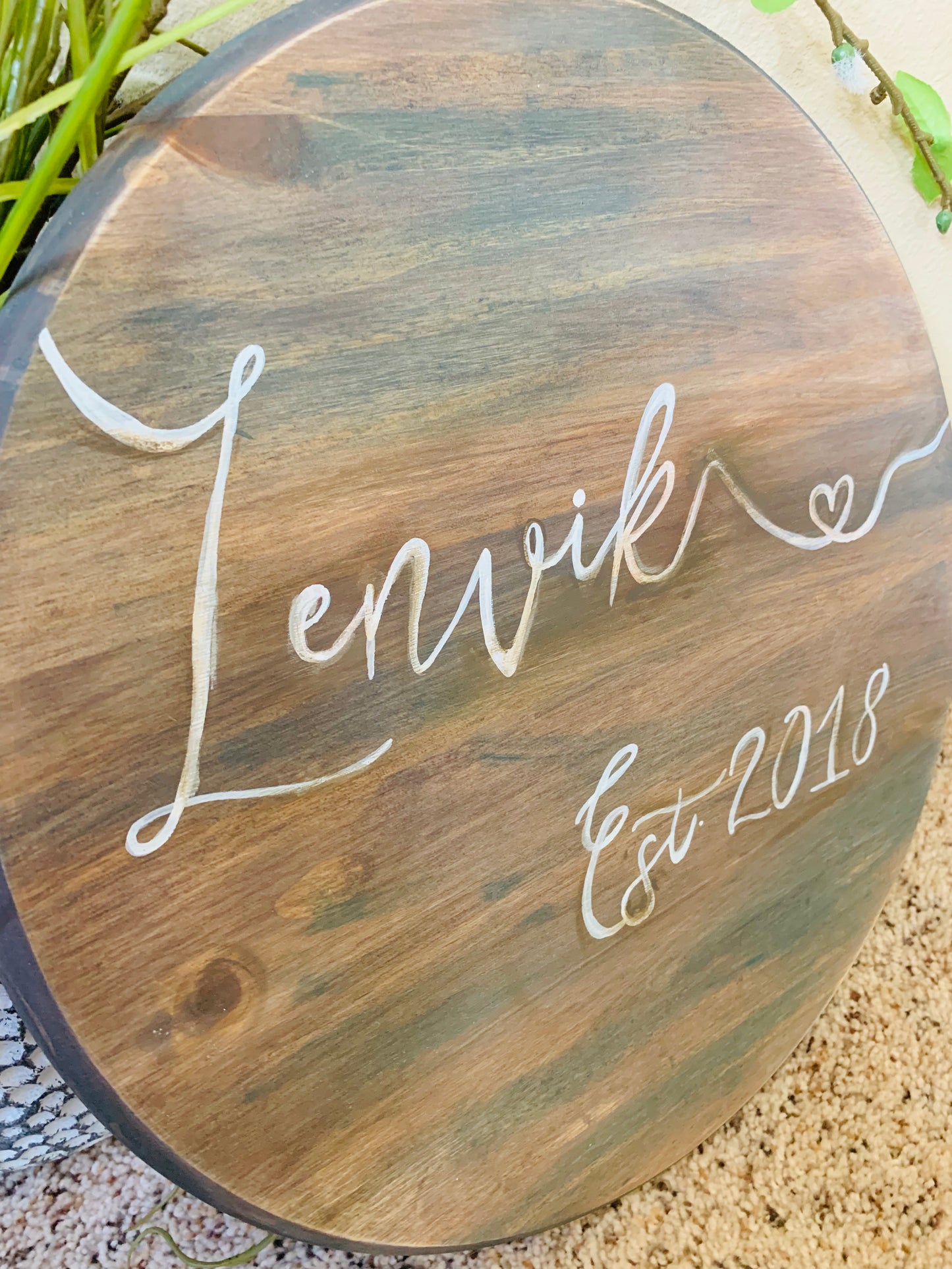 Custom hand painted art { Last name sign } Solid pine • You choose colors - Stacy's Pink Martini Boutique
