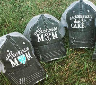 Lacrosse hats Lacrosse mom Lacrosse hair dont care Embroidered womens trucker caps - Stacy's Pink Martini Boutique
