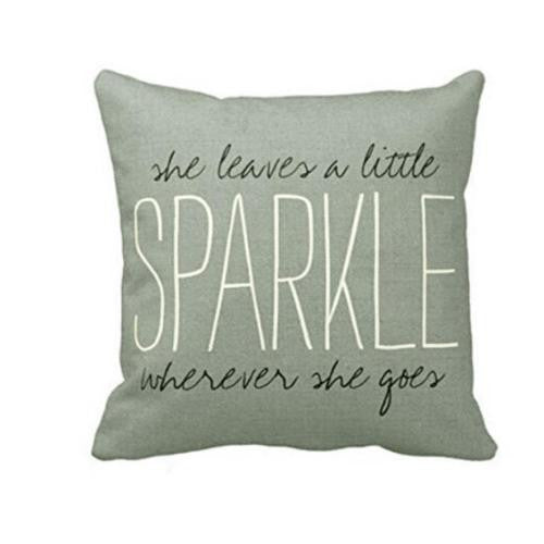 She leaves a little sparkle wherever she goes | Pillow/Pillowcase | Gray | 17 x 17 - Stacy's Pink Martini Boutique