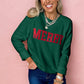 Blackish Green MERRY Letter Pattern Christmas Raglan Sleeve Sweater