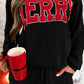Racing Red Corded MERRY Graphic Long Sleeve Top and Shorts Set