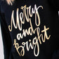 Black Merry & Bright Letter Print Pullover Sweatshirt