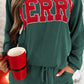 Racing Red Corded MERRY Graphic Long Sleeve Top and Shorts Set