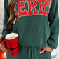 Racing Red Corded MERRY Graphic Long Sleeve Top and Shorts Set