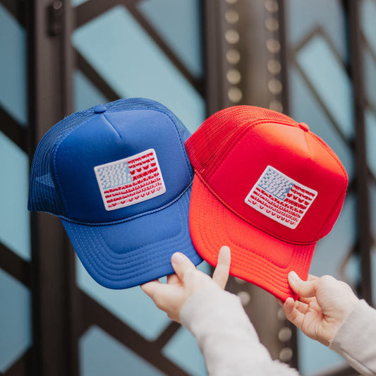 Flag hats Red white and blue 4th of July Independence Day SnapBack foam trucker America