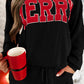 Racing Red Corded MERRY Graphic Long Sleeve Top and Shorts Set