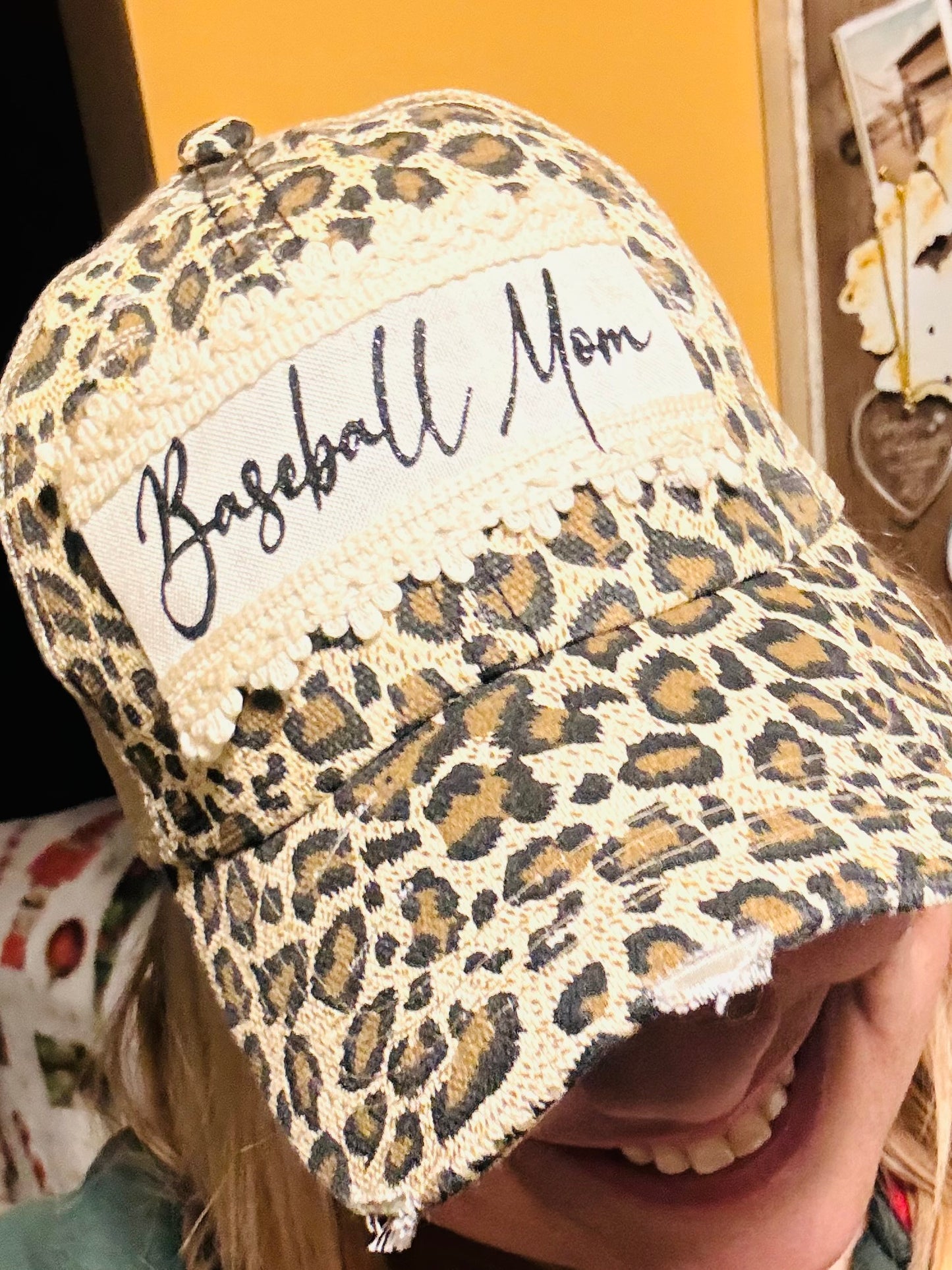 Sports hats Baseball mom leopard trucker hat Womens