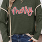 Four Leaf Clover Merry Patched Graphic Contrast Trim Christmas Knitted Long Sleeve Top