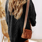 Parchment Cable Knit Drop Shoulder Loose Fit Sweater Dress - Stacy's Pink Martini Boutique