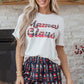 Pink Mama Claus Plaid Letter Tee Nutcracker Shorts 2pcs Lounge Set