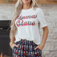 Pink Mama Claus Plaid Letter Tee Nutcracker Shorts 2pcs Lounge Set