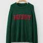 Blackish Green MERRY Letter Pattern Christmas Raglan Sleeve Sweater