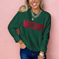 Blackish Green MERRY Letter Pattern Christmas Raglan Sleeve Sweater