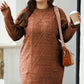 Parchment Cable Knit Drop Shoulder Loose Fit Sweater Dress - Stacy's Pink Martini Boutique