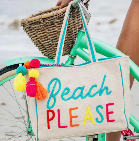 Beach please tote bag
