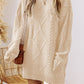 Parchment Cable Knit Drop Shoulder Loose Fit Sweater Dress - Stacy's Pink Martini Boutique