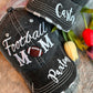 Personalized Football mom hat Add first or last name Gray embroidered distressed trucker cap Womens adjustable velkro mesh back low hole for pony Players sports game day