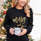 Black Merry & Bright Letter Print Pullover Sweatshirt