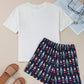 Pink Mama Claus Plaid Letter Tee Nutcracker Shorts 2pcs Lounge Set