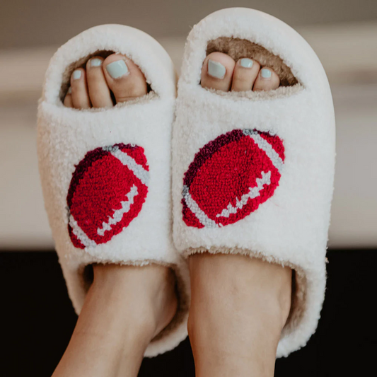 Football slippers Fuzzy open toed hard sole slip ons in 3 sizes