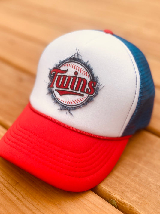 Minnesota Twins baseball hat Red white blue foam trucker cap snap back Blanks Wholesale