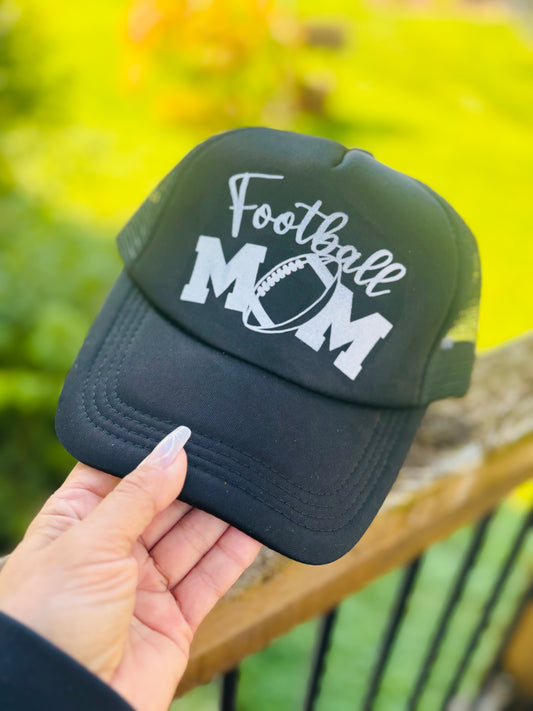 Football mom hat Black womens snap back trucker cap