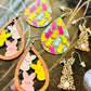 Easter peep earrings Wood teardrop bunnies