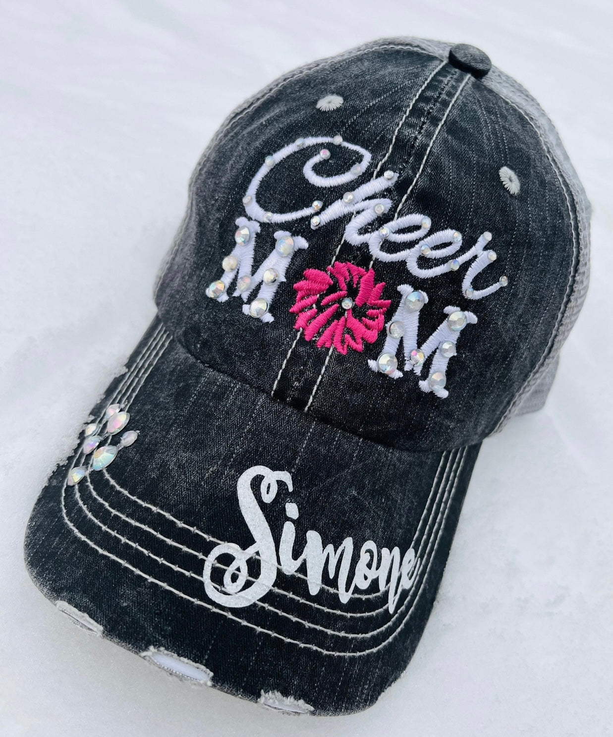 Dance hats and jewelry | Dance mom | Personalize | Embroidered distressed trucker caps - Stacy's Pink Martini Boutique