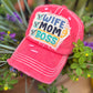 Mom Wife Boss hat Salmon colored embroidered adjustable  Womens pink orange cap