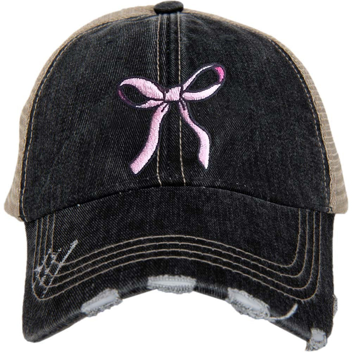 Hats Embroidered coquette bow baseball foam trucker cap Football gray distressed Sports mom Game day Pink bow Leopard Womens Mens Unisex