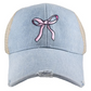 Hats Embroidered coquette bow baseball foam trucker cap Football gray distressed Sports mom Game day Pink bow Leopard Womens Mens Unisex