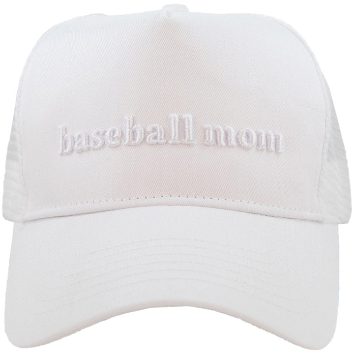 Baseball mom hat White 3D embroidered womens trucker cap Sports moms