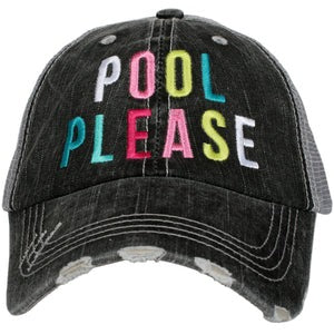 Pool please hats Embroidered trucker caps Assorted colors and styles