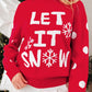 Red Dahlia LET IT SNOW Graphic Christmas Holiday Loose Sweater