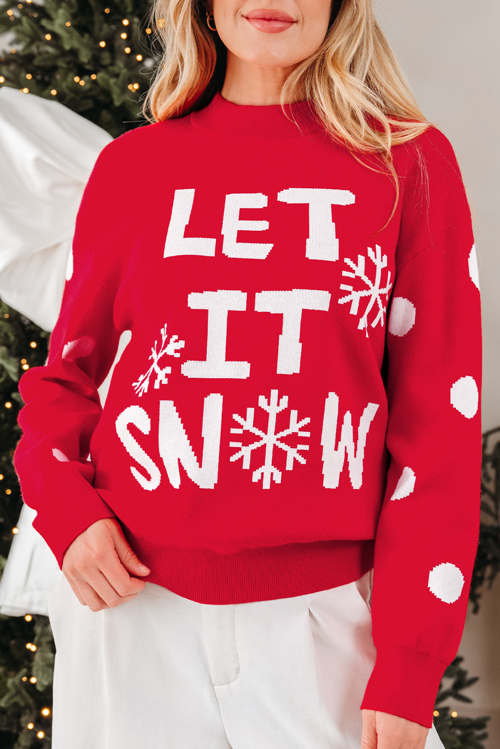 Red Dahlia LET IT SNOW Graphic Christmas Holiday Loose Sweater