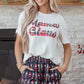 Pink Mama Claus Plaid Letter Tee Nutcracker Shorts 2pcs Lounge Set
