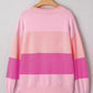 Pink Sequined HOLLY JOLLY Color Block Crew Neck Sweater
