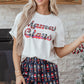 Pink Mama Claus Plaid Letter Tee Nutcracker Shorts 2pcs Lounge Set