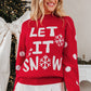 Red Dahlia LET IT SNOW Graphic Christmas Holiday Loose Sweater