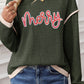 Four Leaf Clover Merry Patched Graphic Contrast Trim Christmas Knitted Long Sleeve Top