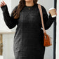 Parchment Cable Knit Drop Shoulder Loose Fit Sweater Dress - Stacy's Pink Martini Boutique