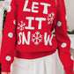 Red Dahlia LET IT SNOW Graphic Christmas Holiday Loose Sweater