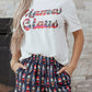 Pink Mama Claus Plaid Letter Tee Nutcracker Shorts 2pcs Lounge Set